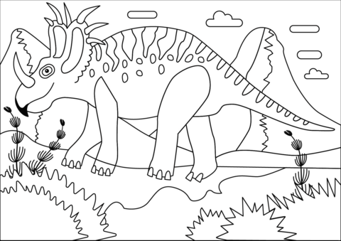 Styracosaurus Cretaceous Period Dinosaur Coloring Page